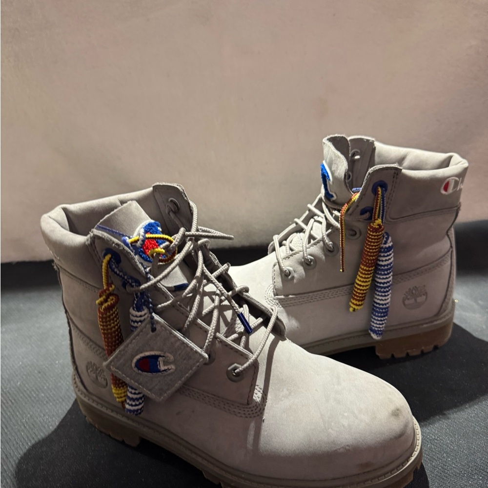 Timberland Gray Boots with Multicolor Accents